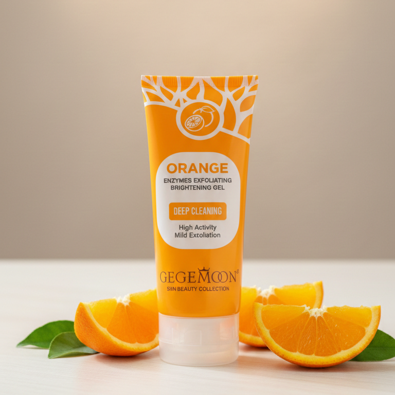 GEGEMOON Orange Enzyme Exfoliating Gel, Brightening Facial Scrub for Deep Cleansing
