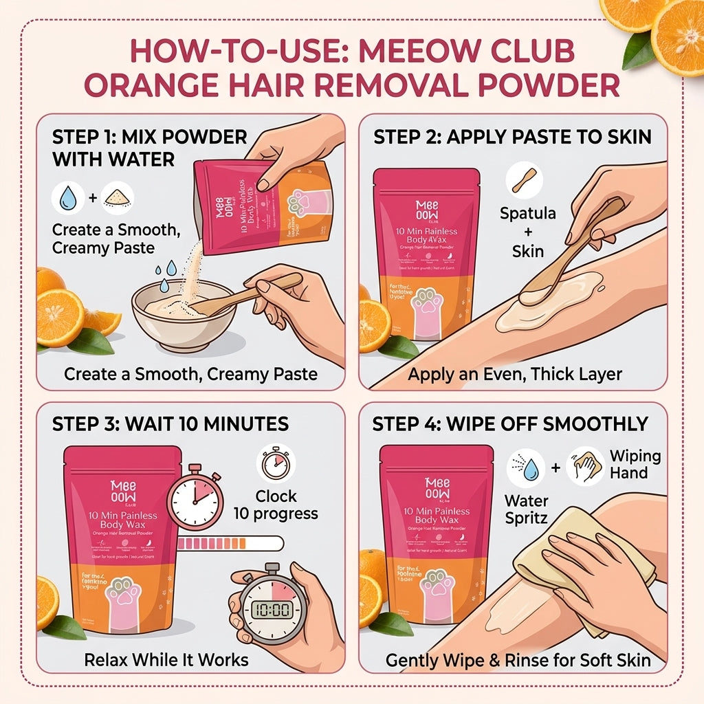 Pack of 2 Meeow Wax Powder - Painless Hair Removal Waxing Powder