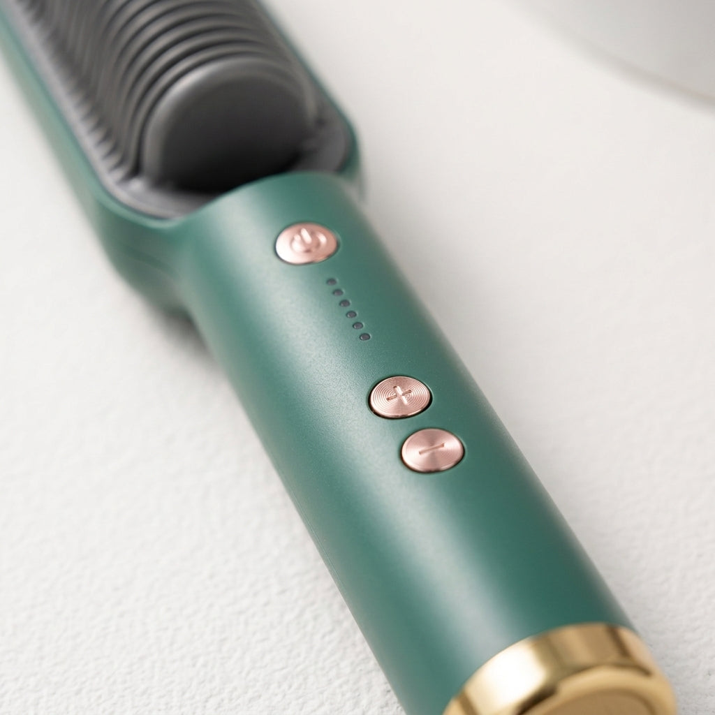 2-in-1 Ionic Hair Straightener Brush – Anti-Scalp Electric Heating Comb