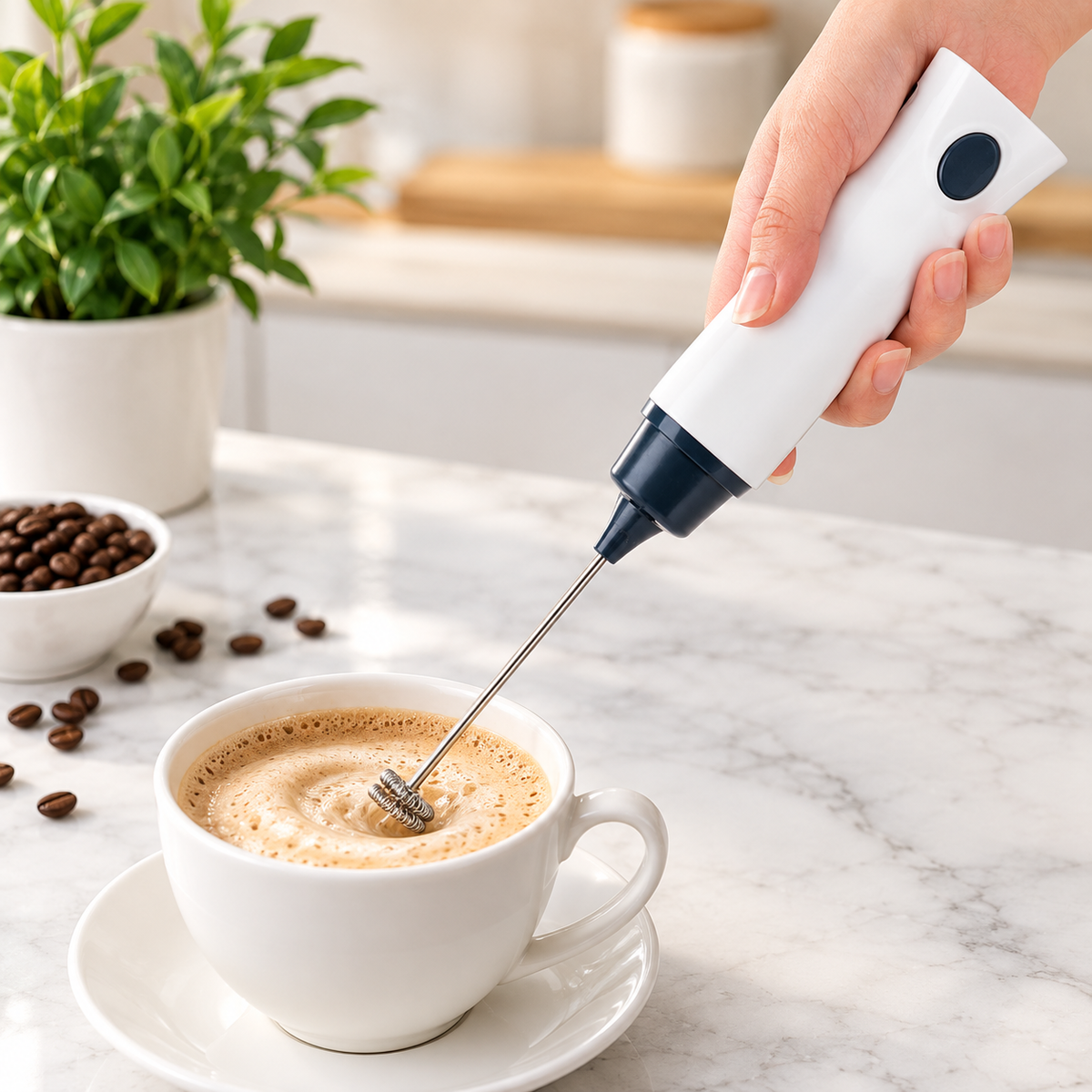 Rechargeable Coffee Beater, Egg Whisk, Milk Frother, Coffee Mixer for Cappuccino, Latte, and Homemade Drinks
