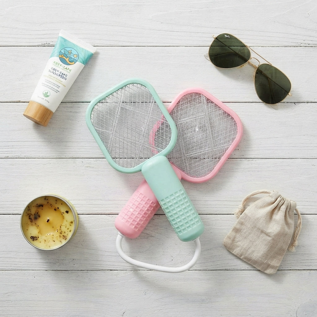 Portable USB Rechargeable Electric Mosquito Zapper & Bug Swatter with Safety Mesh