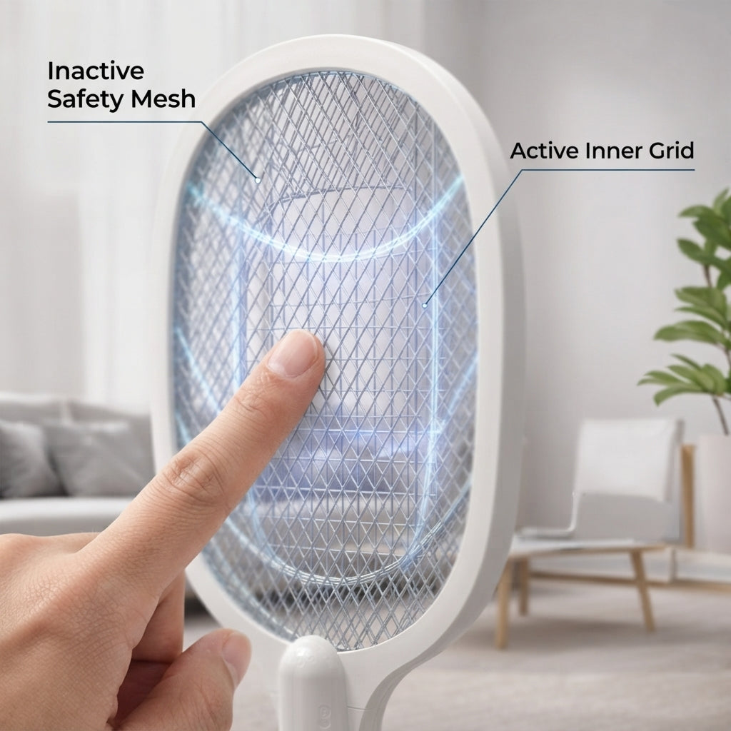 Rechargeable Mosquito Killer Racket with Base & LED Light | Electric Bug Zapper