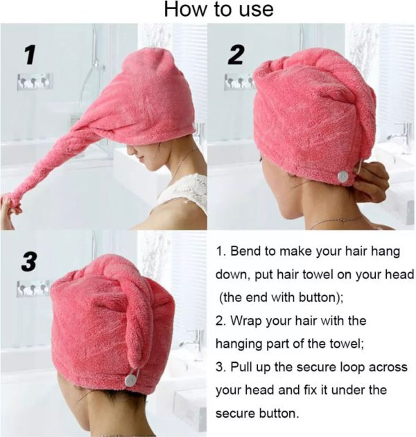 Quick-Dry Hair Drying Towel Cap, Soft Absorbent Turban Wrap for Women, Anti-Frizz  Hair care