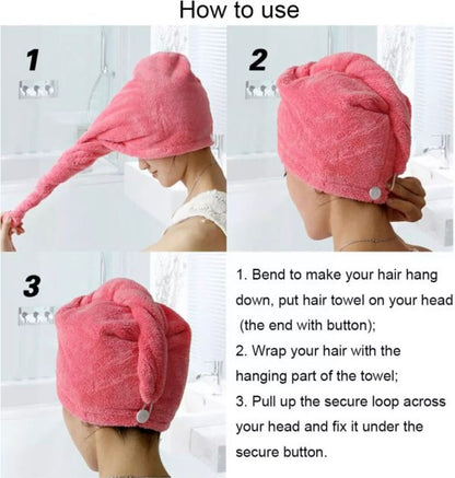Quick-Dry Hair Drying Towel Cap, Soft Absorbent Turban Wrap for Women, Anti-Frizz  Hair care