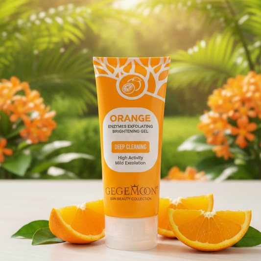 GEGEMOON Orange Enzyme Exfoliating Gel, Brightening Facial Scrub for Deep Cleansing