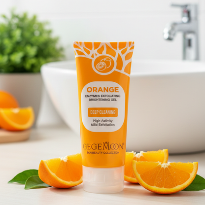 GEGEMOON Orange Enzyme Exfoliating Gel, Brightening Facial Scrub for Deep Cleansing