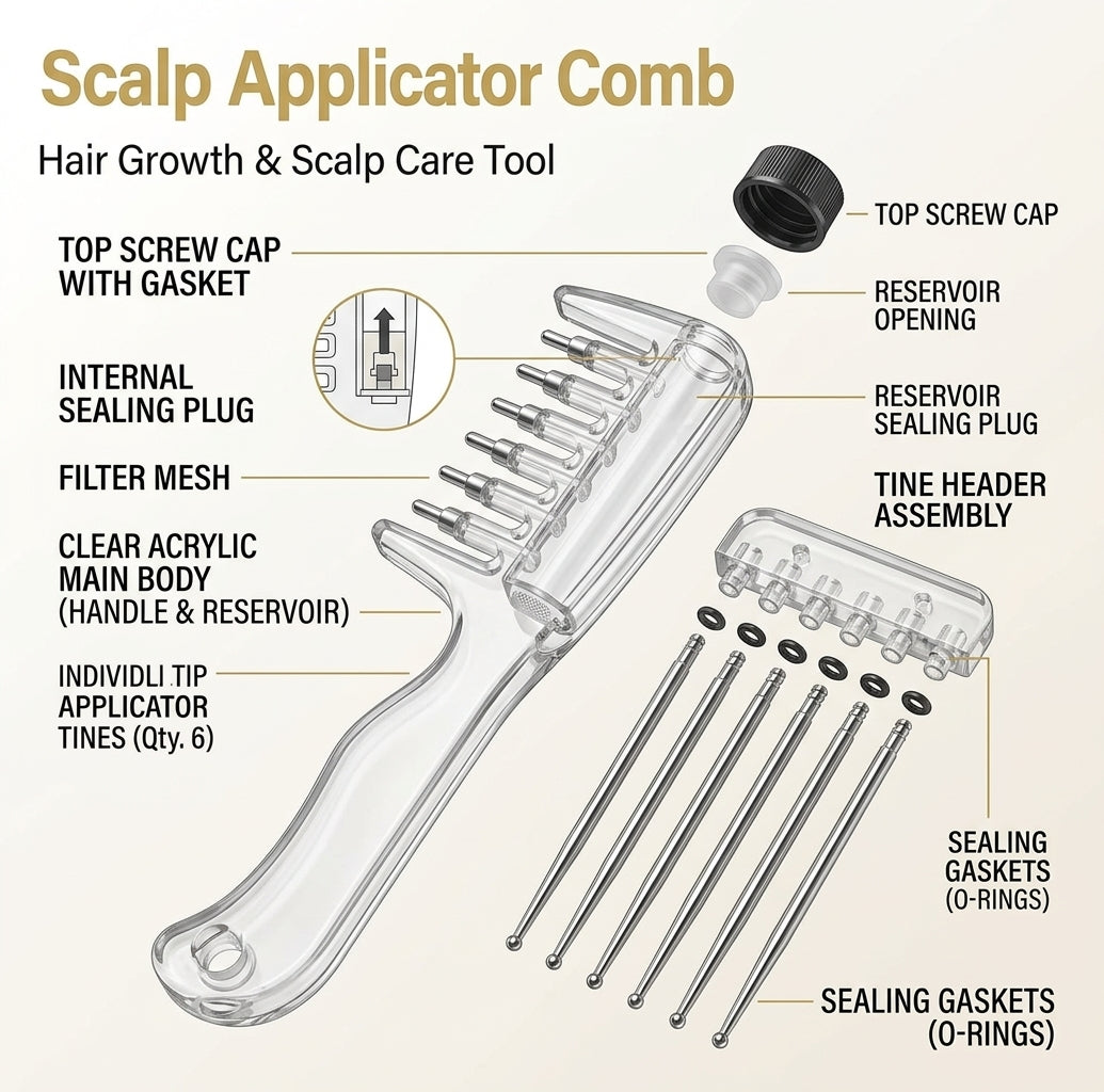 Clear Scalp Applicator Comb for Hair Growth & Oil Treatment