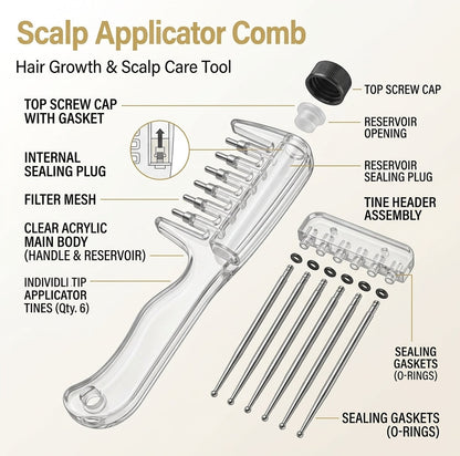 Clear Scalp Applicator Comb for Hair Growth & Oil Treatment