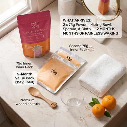 Pack of 2 Meeow Wax Powder - Painless Hair Removal Waxing Powder