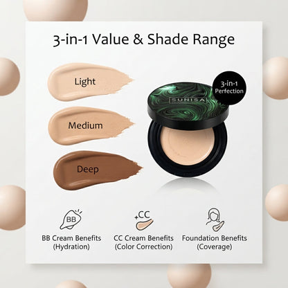 Sunisa 3-in-1 Air Cushion BB & CC Cream Foundation - For Females
