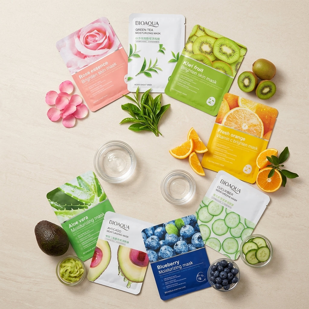 Bioaqua Whitening Face Sheet Mask Set of 6 - Hydrating & Skin Brightening