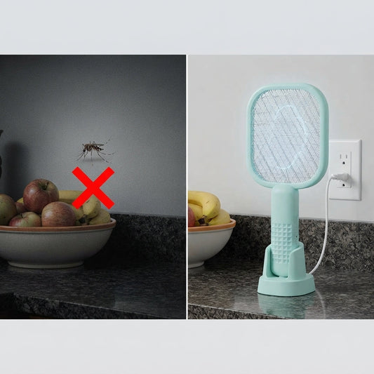 Portable USB Rechargeable Electric Mosquito Zapper & Bug Swatter with Safety Mesh