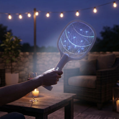 Rechargeable Mosquito Killer Racket with Base & LED Light | Electric Bug Zapper