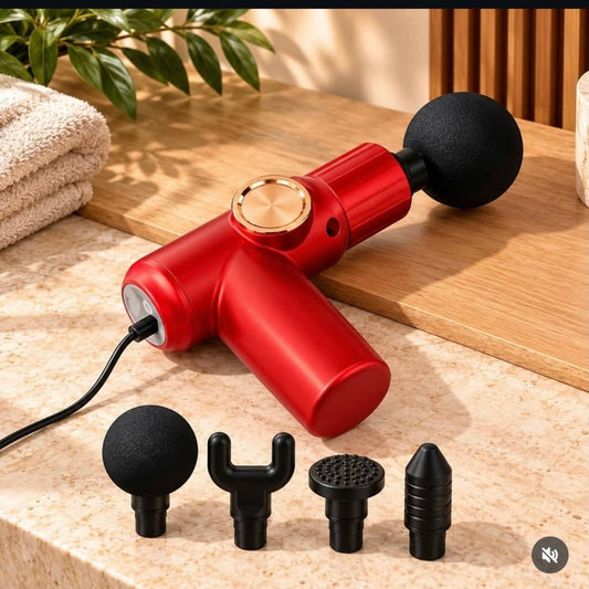 Deep Tissue Massage Gun, Percussion Muscle Massager with 4 Interchangeable Massage Heads for