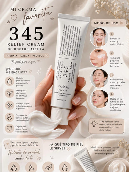 Dr. Althea 345 Relief Cream | Korean Moisturizing Face Cream | Hydrating & Soothing Skin Care Cream